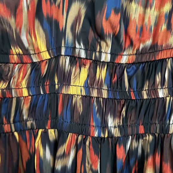 Julia Jordan Abstract Print Midi Dress – Size 6, V-Neck, Long Sleeve - Picture 6 of 7